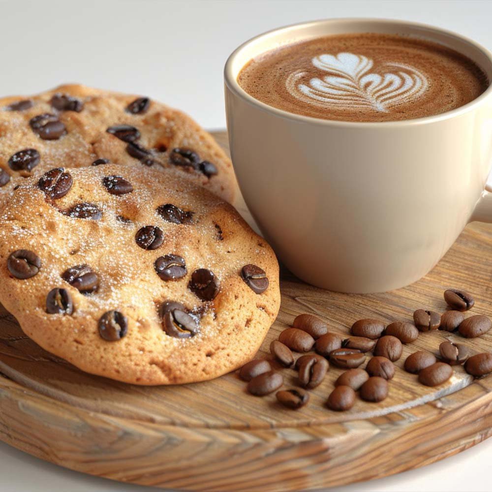 קפה הפוך עם עוגיות מסביב כולל פולי קפה - דוכן קפה לאירועים - בר קפה