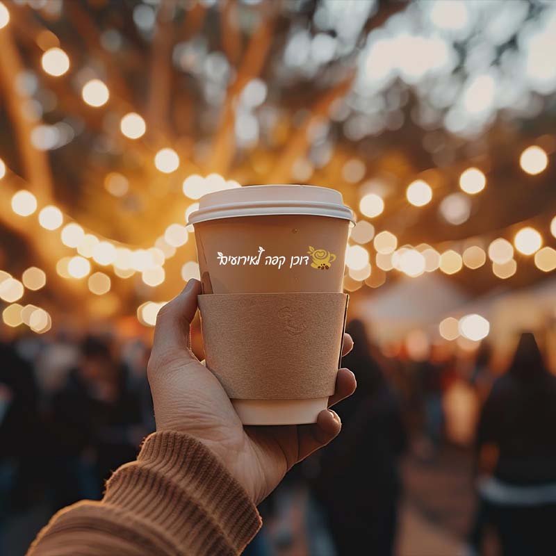 דוכן קפה לאירועים ברעננה איש מחזיק כוס קפה באירוע משפחתי